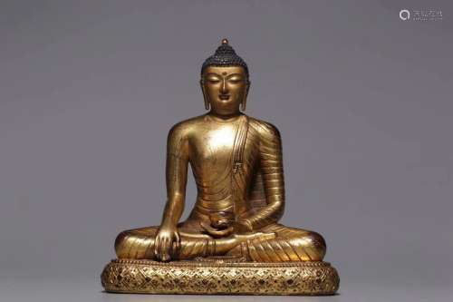 清 銅鎏金釋迦牟尼佛坐像