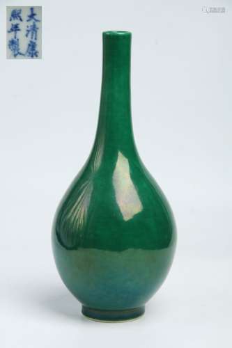 旧藏 绿釉柳叶瓶