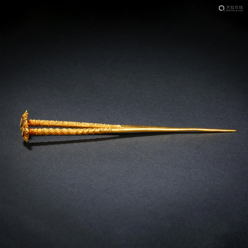 Qing Dynasty, Gilt Hairpin