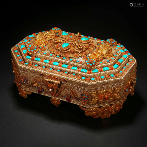 Qing Dynasty, Gilt Inlaid Box