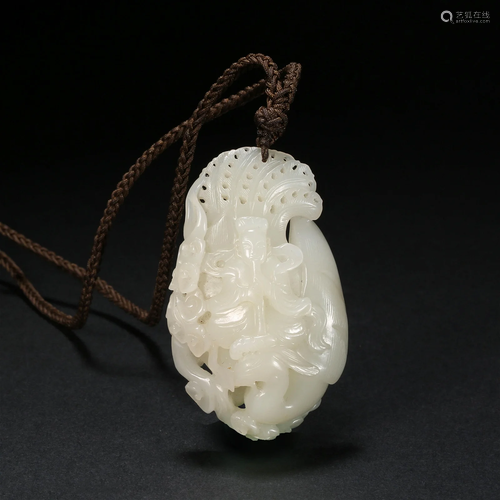 Qing Dynasty,Hetian Jade Character Jade Pendant