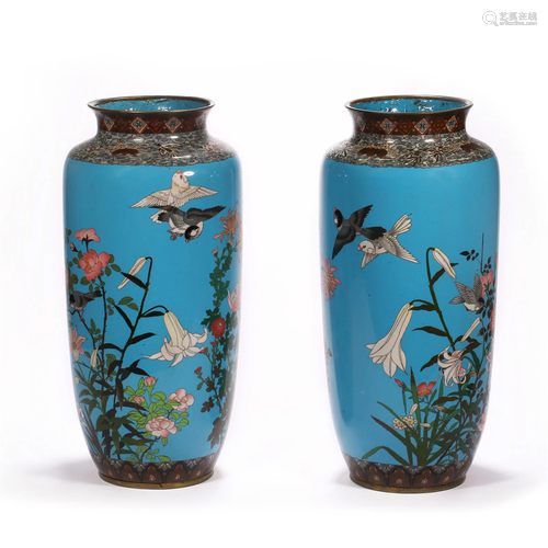 Qing Dynasty,Cloisonne Flower Bottles