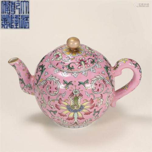 Qing Dynasty, Famille Rose Flower Holding Pot