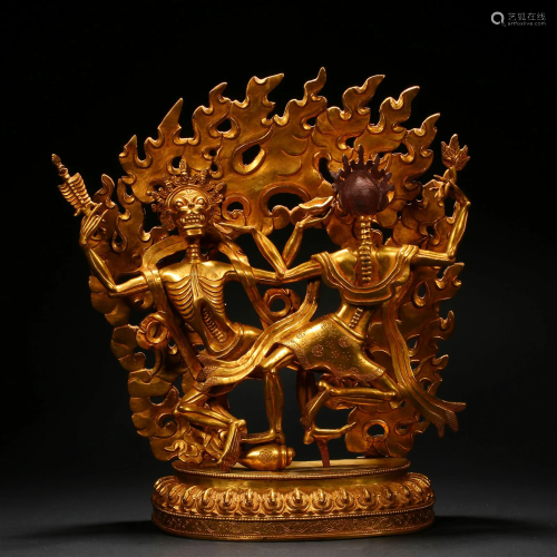 Qing Dynasty, Gilt Shi Tuo Lin Statue