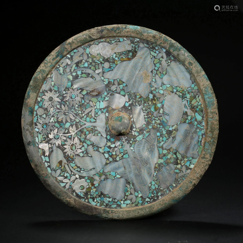 Han Dynasty , Inlaid Mother-of-pearl Bronze Mirror