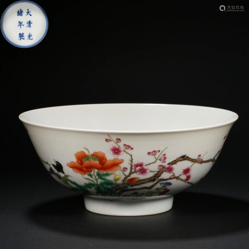 Qing Dynasty,Flower Large Bowl
