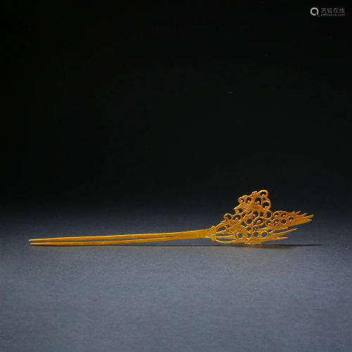 Qing Dynasty, Gilt Hairpin