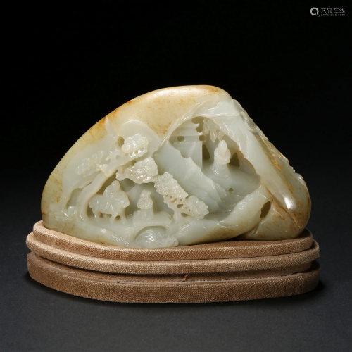 Qing Dynasty,Hetian Jade Shanzi Ornament