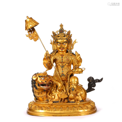 Qing Dynas ty,Gilt Heavenly King Statue