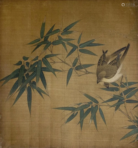 Chinese Ink Painting,Anonymou s Flower Bird Silk Lens