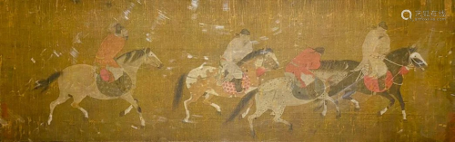 Chinese Ink Painting,Anonymous Horse Racing