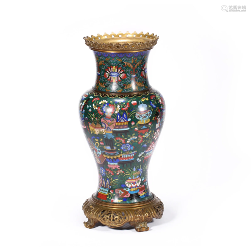 Qing Dynasty,Cloisonne Flower Bottle
