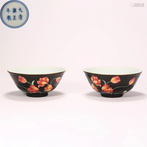 Qing Dynasty,Black Oil Flower Lager Bowl