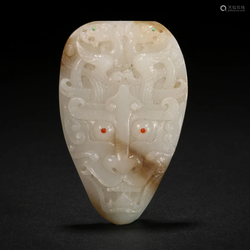 Han Dynasty, Hetian Jade Beast Pattern Pendant