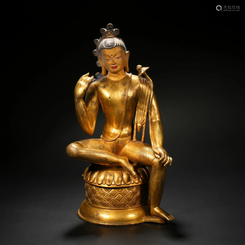 Qing Dynasty, Gilt Bodhisattva Statue