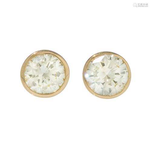 Pair of sleepy earrings in 18kt yellow gold. Frontis with br...