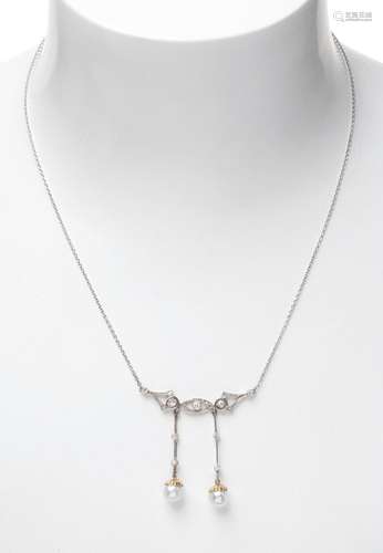 Modernist "négligé" choker, 1920's. With 18kt whit...