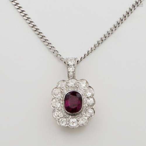 White gold and natural ruby pendant. Pendant with natural ru...