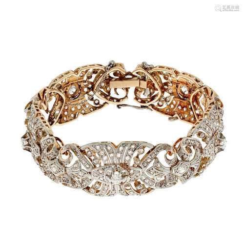 18 ct yellow gold bracelet with platinum view from the 30s-4...