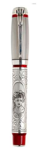 MONTEGRAPPA “LA TRAVIATA” FOUNTAIN PEN.Body in red celluloid...