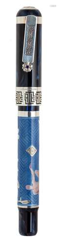 MONTEGRAPPA FOUNTAIN PEN SCIENCE AND NATURE.Blue enameled bo...