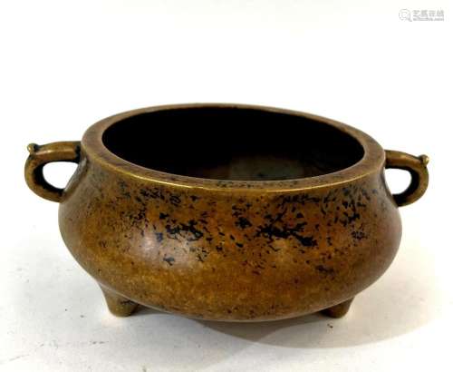 A Twin Handled Chinese Bronze Censer