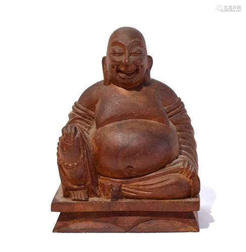 A Chinese Wood Carving of Laughing Buddha