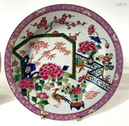 A Antique Chinese Yongzheng Qianlong Porcelain Plates Depict...