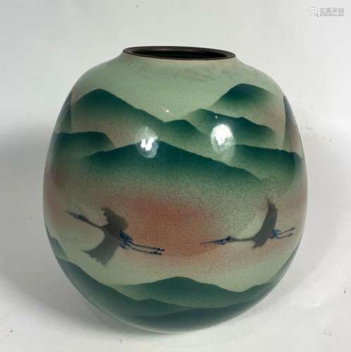 A Korean Celadon Crackle Glaze Porcelain Pot Vase with Pink ...