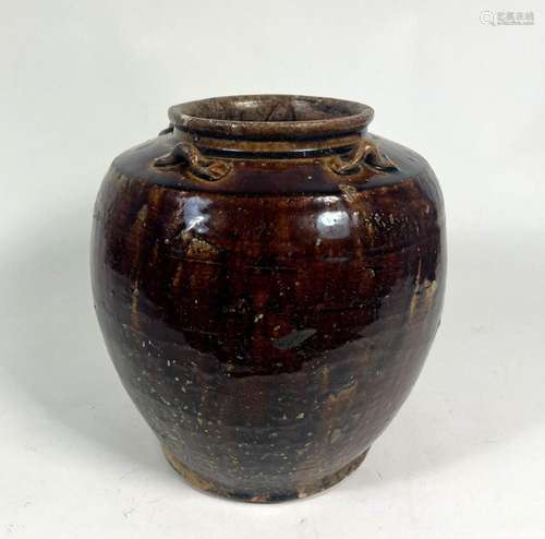 An Antique Chinese Brown Glazed Martaban Jar