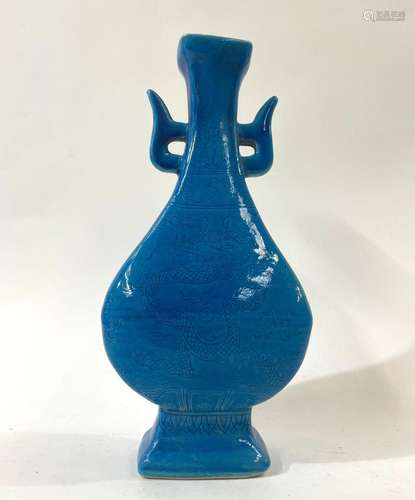 A Chinese Blue Vase depicting a Dragon Flying in Celestial C...