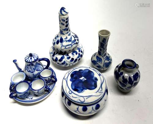 A Collection of Blue & White Miniatures including a Tea ...