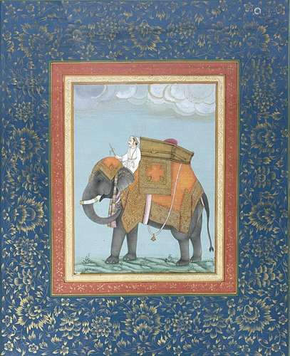 Mughul School , India (20th Century), Mahout & Elephant,...