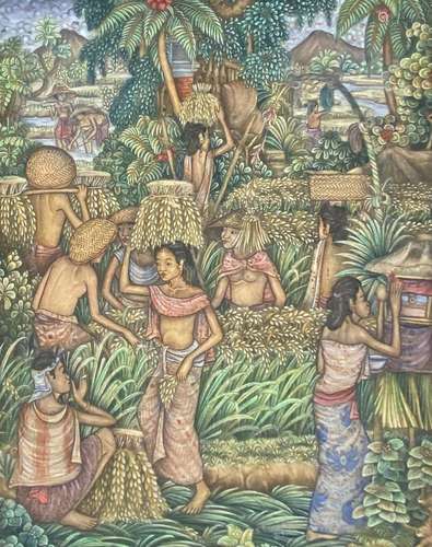 KT Sunu, Bali/Indonesia (20th Century), The Rice Harvest, Ba...