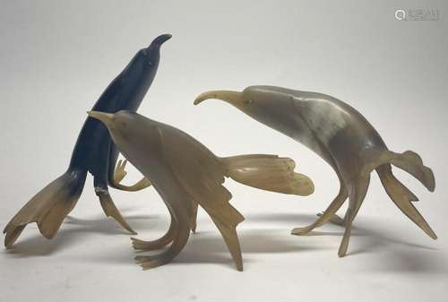 Three Horn Figures of Birds, 20th Century