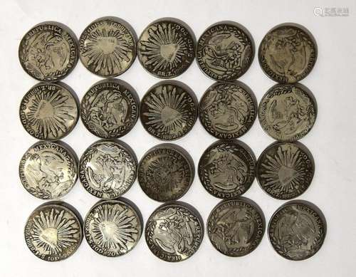 Twenty Facsimile Republic of Mexico Silver Colour Metal Coin...