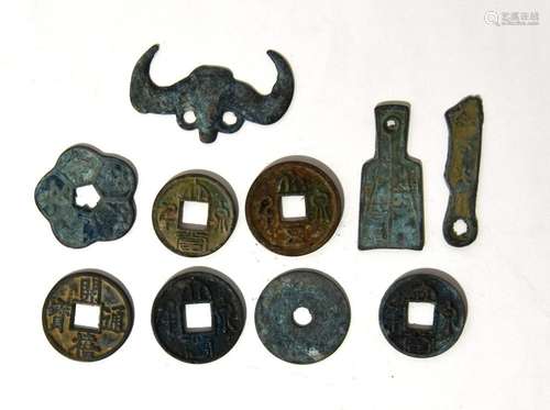 A Collection of Ten Chinese Facsimile Bronze Coins