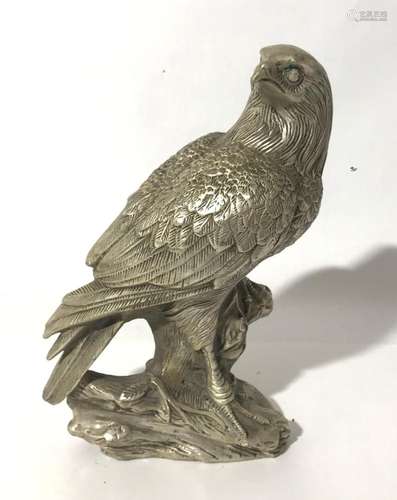 A Chinese Cast Silvertone Metal Eagle, Qianlong Mark to the ...