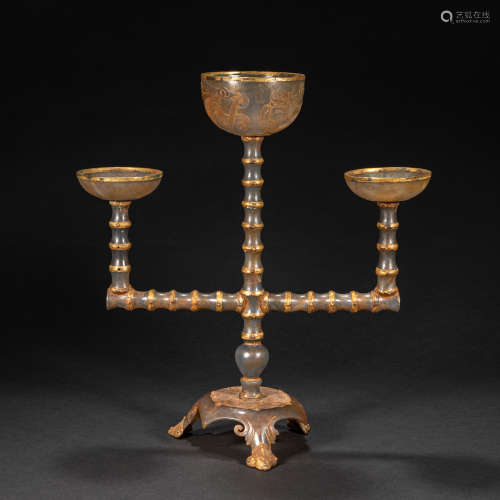 CHINESE AGATE CANDLESTICK, LIAO DYNASTY