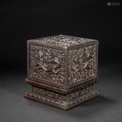 CHINESE ROSEWOOD SEAL BOX, QING DYNASTY
