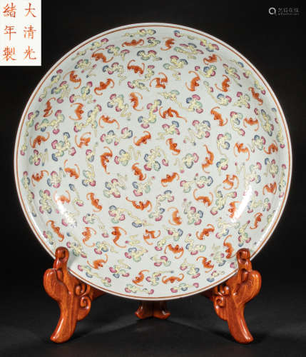 CHINESE MULTICOLORED PLATE, QING DYNASTY