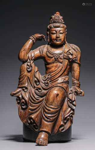 CHINESE ROSEWOOD BUDDHA STATUE, QING DYNASTY