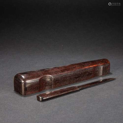 CHINESE ROSEWOOD PAPER KNIFE, QING DYNASTY