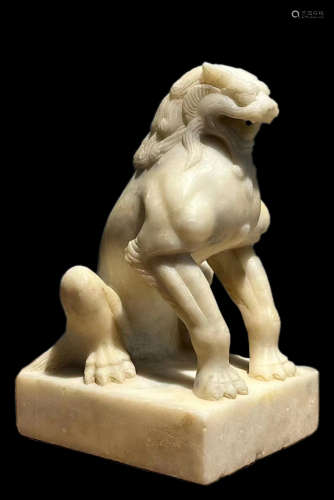 CHINESE HAN WHITE JADE LION, TANG DYNASTY