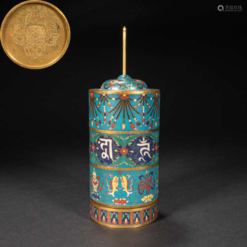 CHINESE CLOISONNÉ WARP CYLINDER, QING DYNASTY