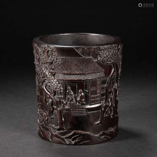 CHINESE ROSEWOOD PEN HOLDER, QING DYNASTY