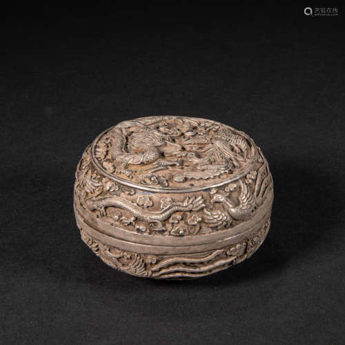 CHINESE SILVER POWDER BOX, LIAO DYNASTY