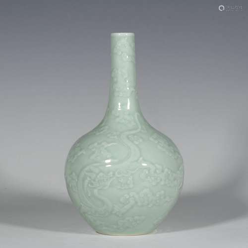 Pink celadon glazed dragon-neck vase