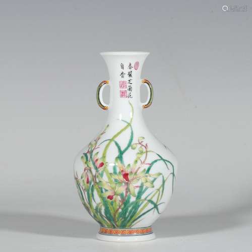 Enamel floral amphora