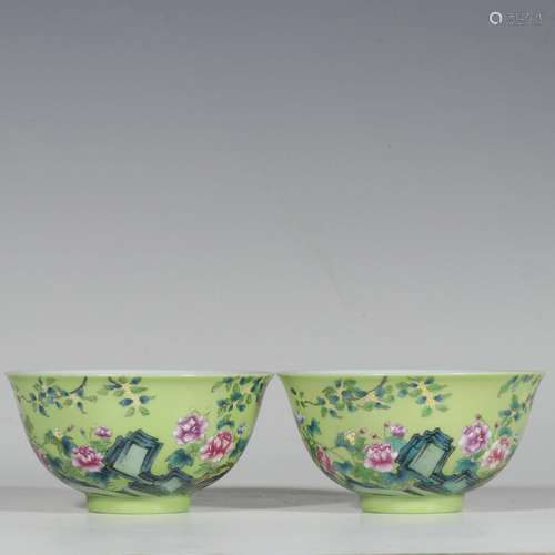 Apple green flower pattern bowl